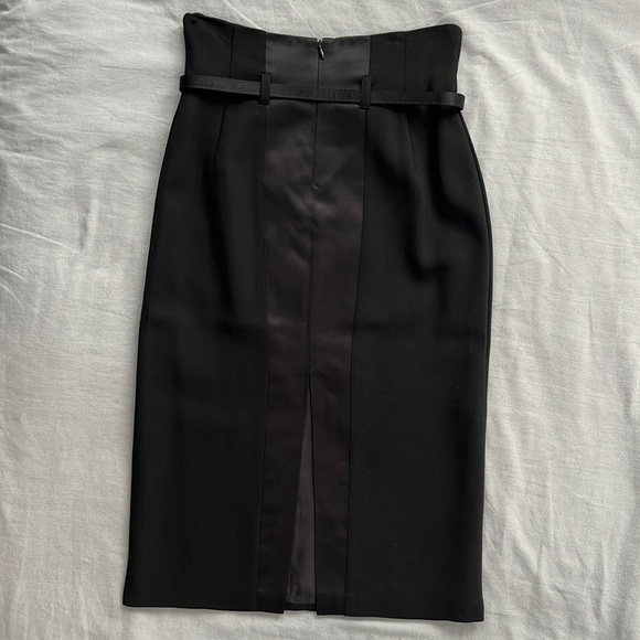 Blumarine Silk & Satin High Waist Elegant Evening Midi Skirt & Belt Womens 6 M - Picture 8 of 16